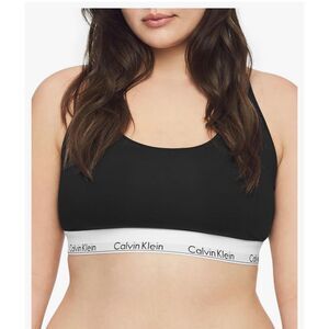 Calvin Klein Women's Plus Size 1X Black Modern Cotton Bralette Racerback